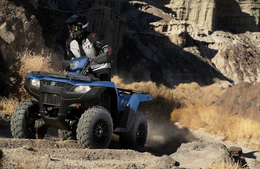 2025 Suzuki KingQuad 750XPZ Armoured Blue Grey, Mag Wheels