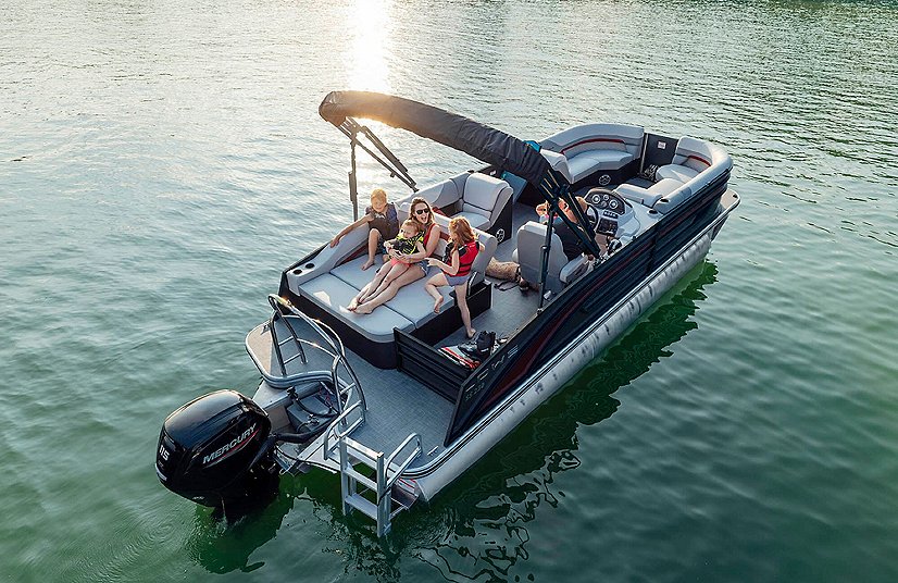 2025 Lowe Boats SS230 CL Black Metallic Exterior Gray Upholstery with Blue Accents