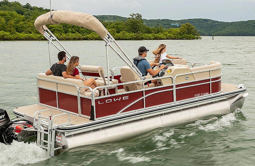 2025 Lowe Boats Ultra 182 Fish & Cruise Wineberry Metallic Exterior Gray Upholstery with Red Accents