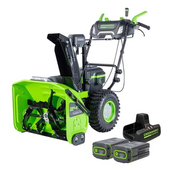 Greenworks 82V Dual Stage Snow Thrower with (3) 6Ah Batteries and Dual Port Charger | 82SN24D 63DP