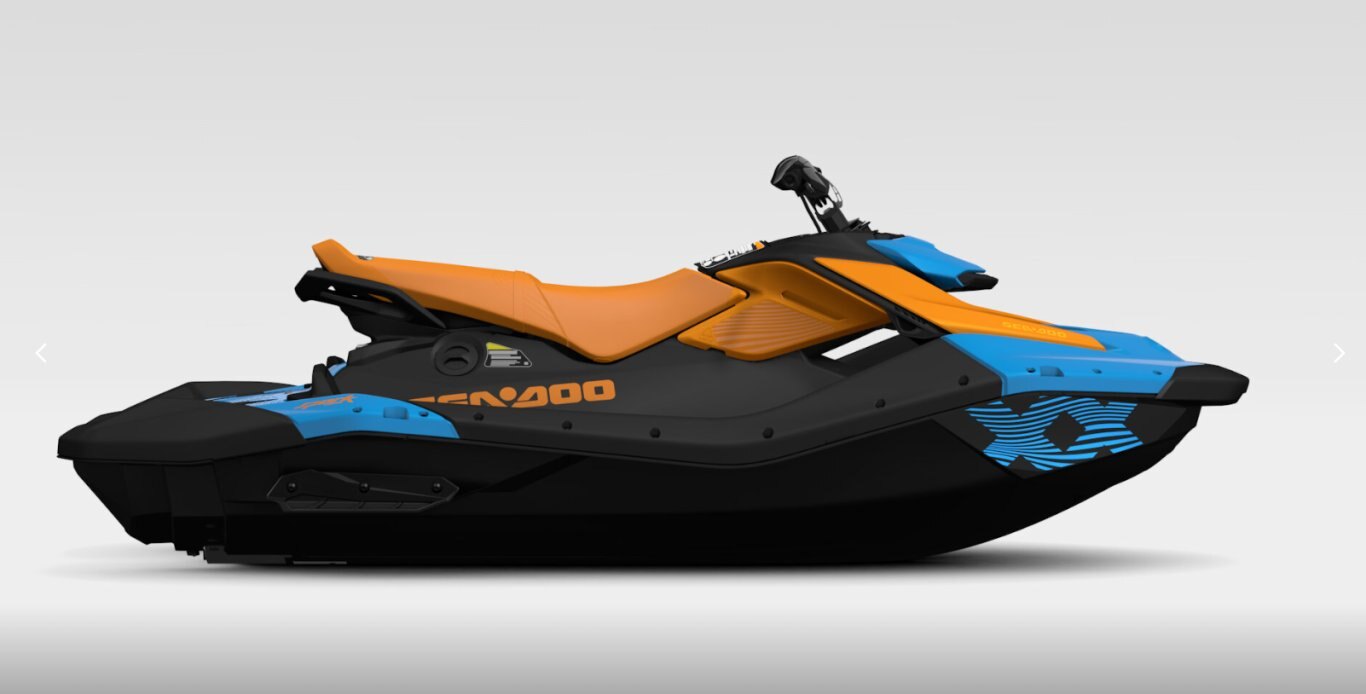 2026 Sea Doo Spark Trixx for 3 NEW Gulfstream Blue / Orange Crush