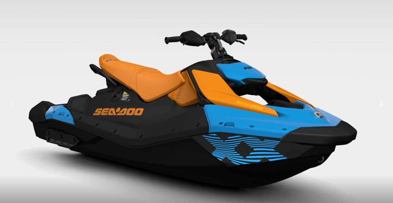 2026 Sea Doo Spark Trixx for 3 NEW Gulfstream Blue / Orange Crush