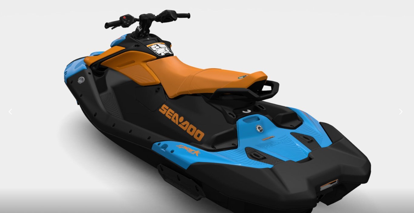 2026 Sea Doo Spark Trixx for 3 NEW Gulfstream Blue / Orange Crush
