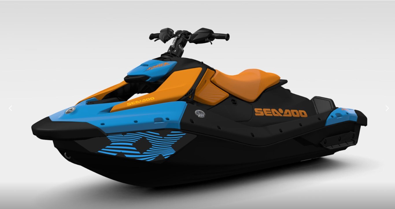 2026 Sea Doo Spark Trixx for 1 NEW Gulfstream Blue / Orange Crush