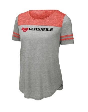 Versatile Womens Tri Blend Red & Grey Fan Tee L
