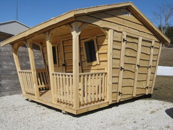 10x12 Crooked Shed with Porch and Railing