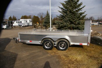 2027 7X14 UTILITY TRAILER, TANDEM AXLE, ALUMINUM, ALUMINUM, SILVER, 7010GVWR 