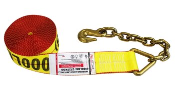 RATCHET STRAP 3"X12ft WITH 3/8 CHAIN ANCHOR