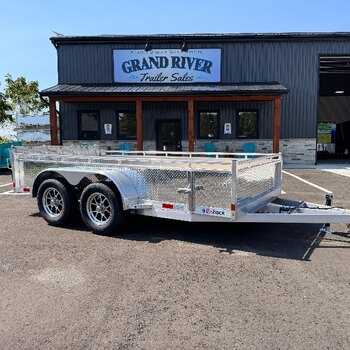 Aluminum 7x18 Tandem Axle Landscape Trailer bifold rear ramp