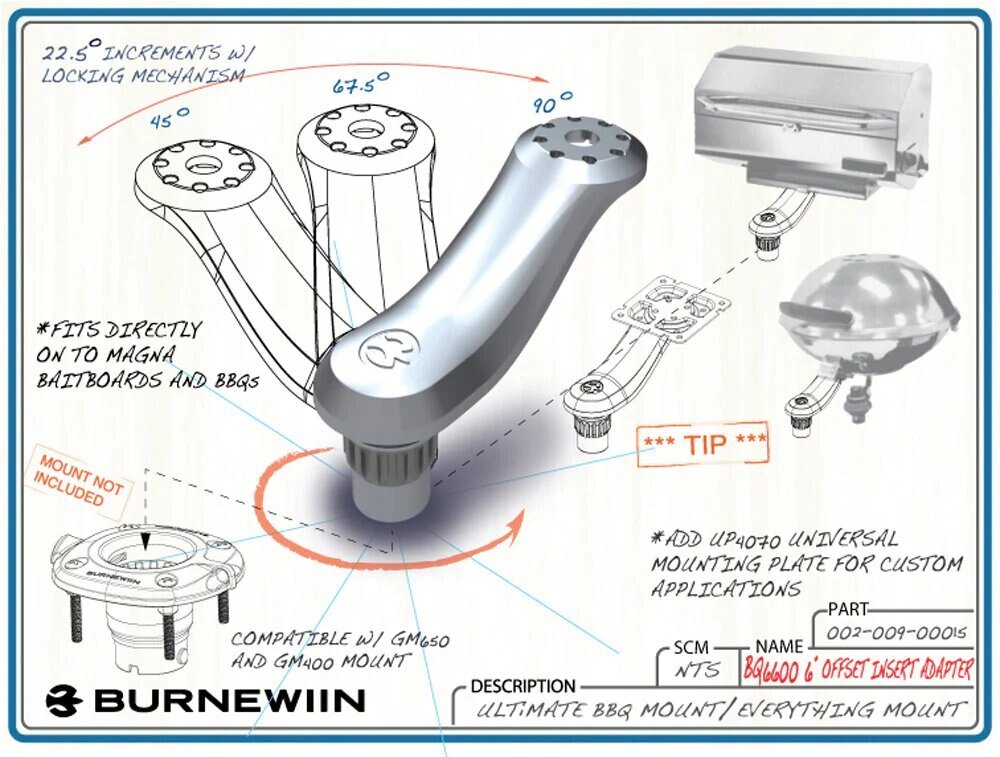 Burnewiin Bases & Adapters BQ6600 6 Offset Insert Adapter