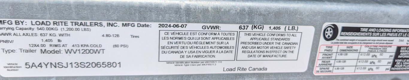 2025 LOAD RITE LOA WV1200WT