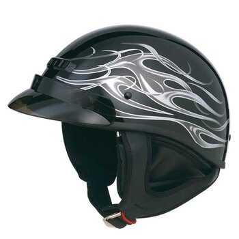 GMAX GM35 FULLY DRESSED HALF HELMET Small Silver