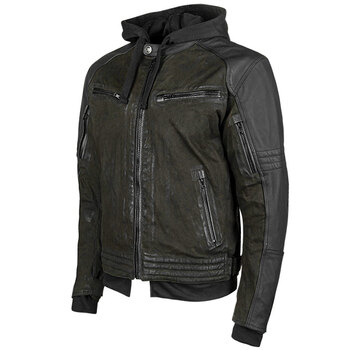 Veste de moto en cuir et toile Straight Savage pour hommes Speed ​​And Strength