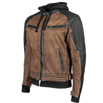 Veste de moto en cuir et toile Straight Savage pour hommes Speed ​​And Strength