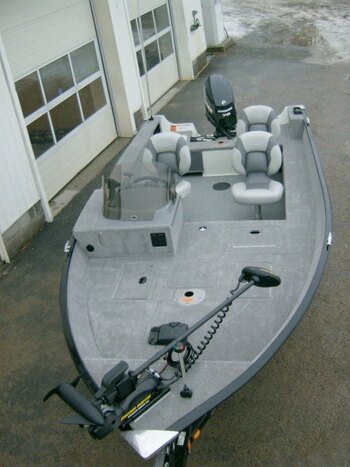 14 ft Utility Boat with bench seats and 9.9 hp outboard motor