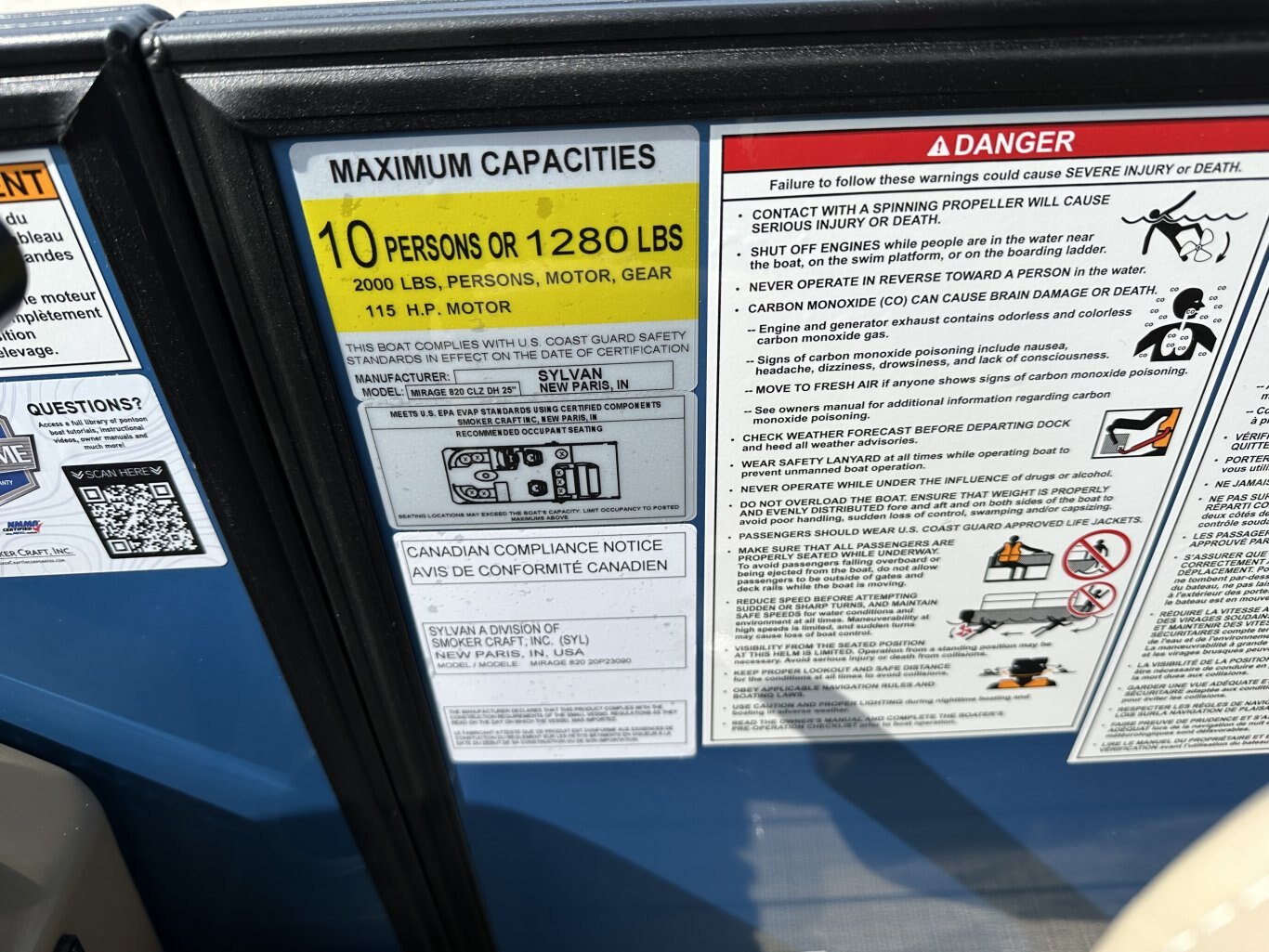 2026 SYLVAN MIRAGE 820 CLZ DH 90HP YAMAHA VMAX SHO