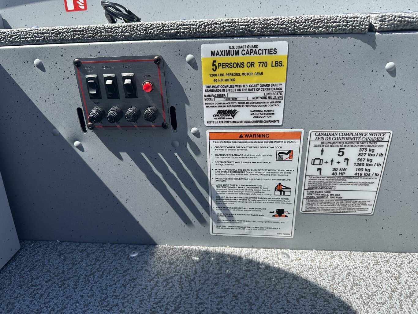 2026 LUND 1600 FURY TILLER MERCURY 40HP