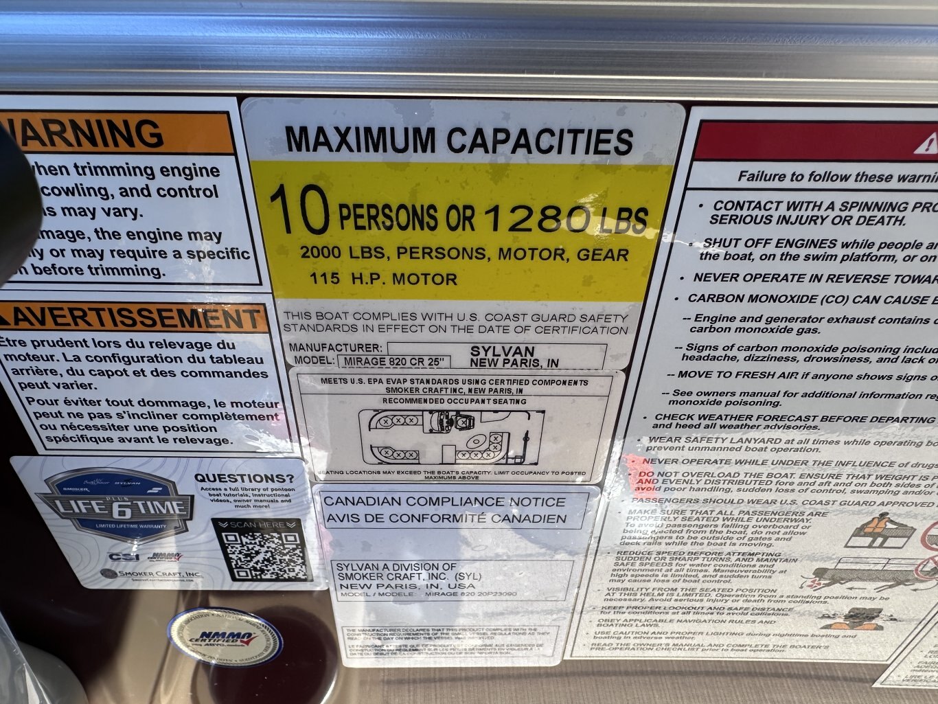 2026 Sylvan Mirage 820 CRS 115HP YAMAHA VMAX SHO