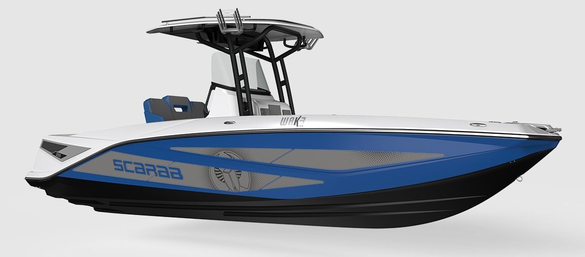 2026 Scarab 255 Open LX WAKE Black/Denim Blue