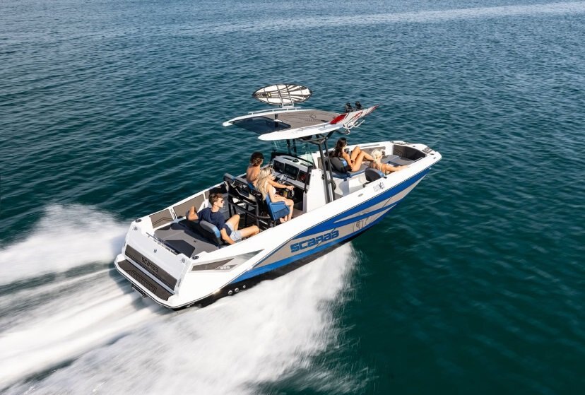 2026 Scarab 255 Open LX WAKE Black/Denim Blue