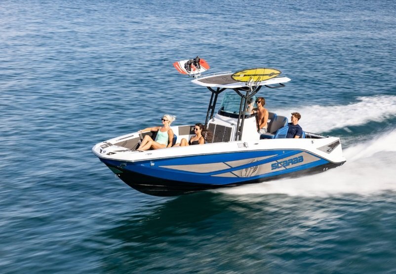 2026 Scarab 255 Open LX WAKE Black/Denim Blue