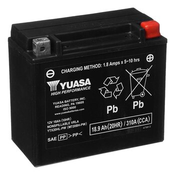 Batterie Yuasa sans entretien AGM activée en usine YTX20L F/A