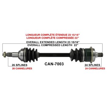 Essieu complet TrakMotive pour Can am Avant droit CAN 7014