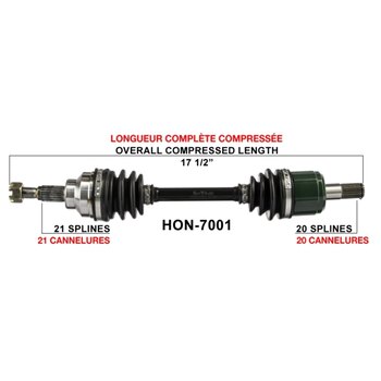 Kimpex Complete Axle Fits Honda Front right HON 7004K