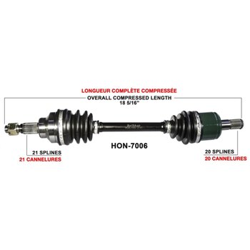 Kimpex Complete Axle Fits Honda Front right HON 7004K