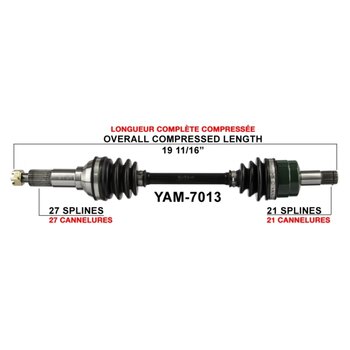 Essieu complet TrakMotive pour Yamaha avant gauche YAM 7005