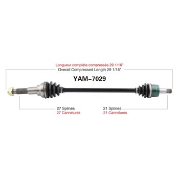 Essieu complet TrakMotive pour Yamaha avant gauche YAM 7007