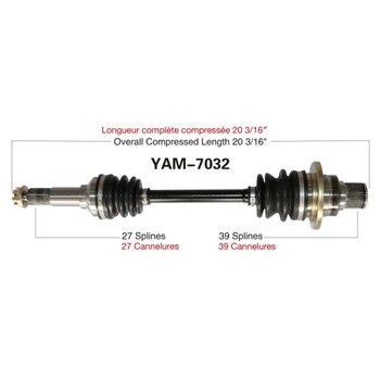 Essieu complet TrakMotive pour Yamaha avant gauche YAM 7005