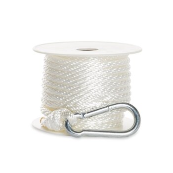 Kimpex Ligne d'ancrage double tresse 100' 3/8 ? Nylon Double Tressé Doré, Blanc