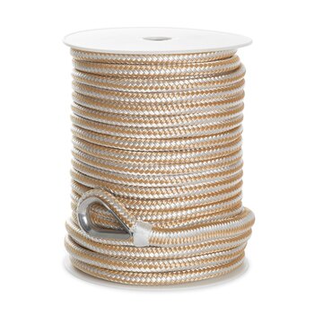 Kimpex Ligne d'ancrage double tresse 100' 3/8 ? Nylon Double Tressé Doré, Blanc