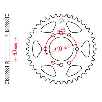 REAR SPROCKET KTM DUKE 390 (2015) 71202 42