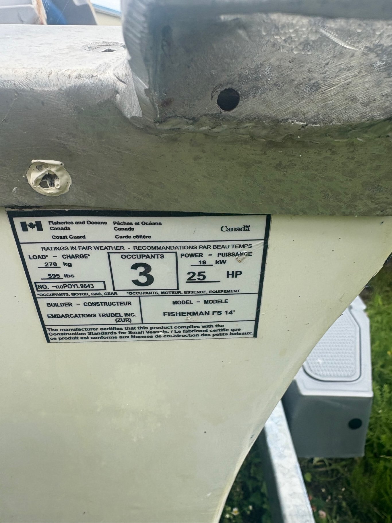 2016 Fisherman FS14 Fibrerglass Boat (Trailer Not Included)