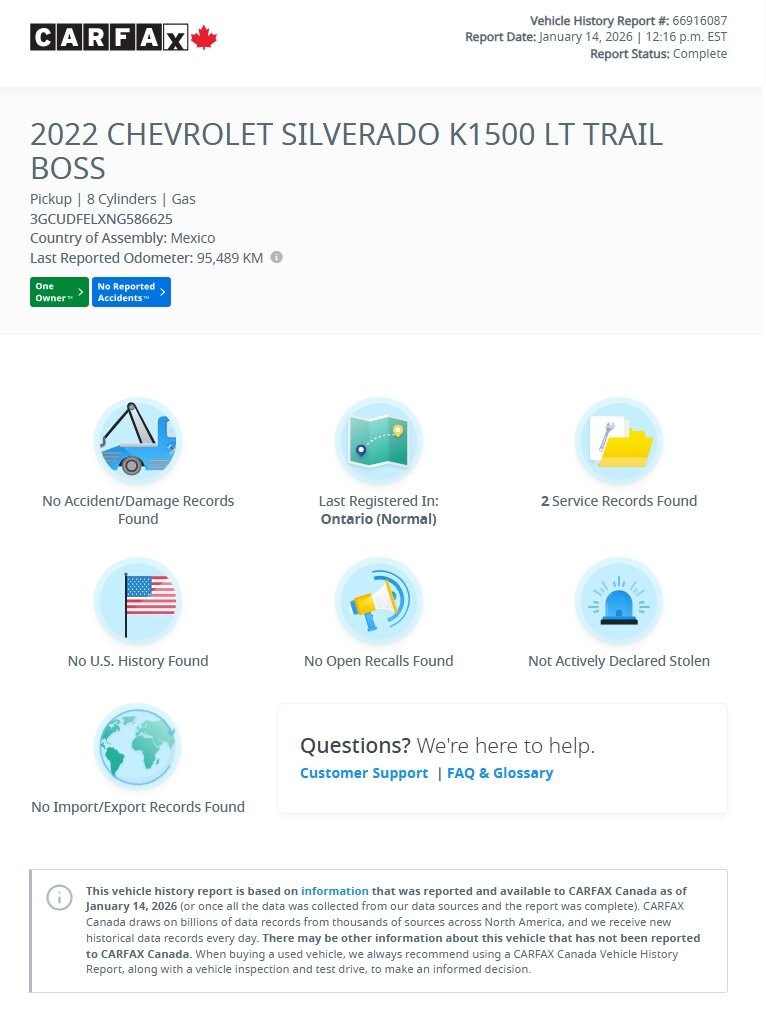 2022 CHEVROLET SILVERADO 1500 TRAIL BOSS / $360.37 BIWEEKLY INCLUDING TAX / 6.2L V8 / REMOTE START / LEATHER INTERIOR