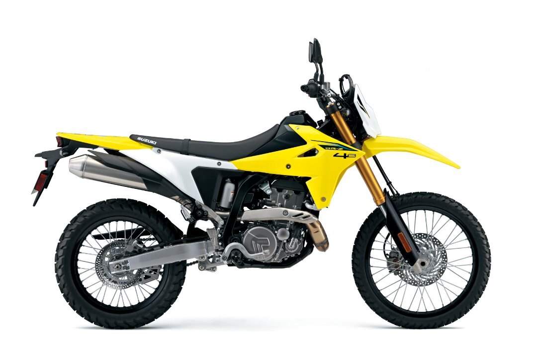 2025 Suzuki DR Z4S Champion Yellow No. 2 / Solid Special White (C1C)