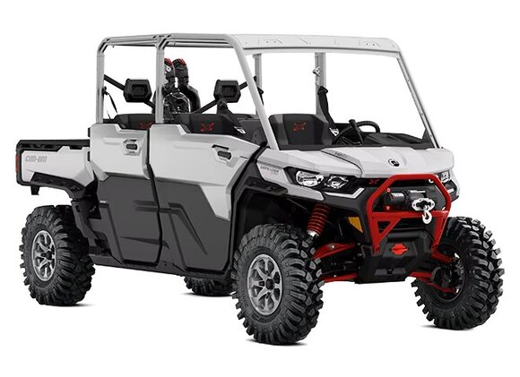 Can Am Defender MAX X MR 2025 avec demi-portes Hyper Silver et Legion Red