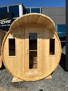 Barrel Cedar Sauna 7X8 W/ 4 Change Room