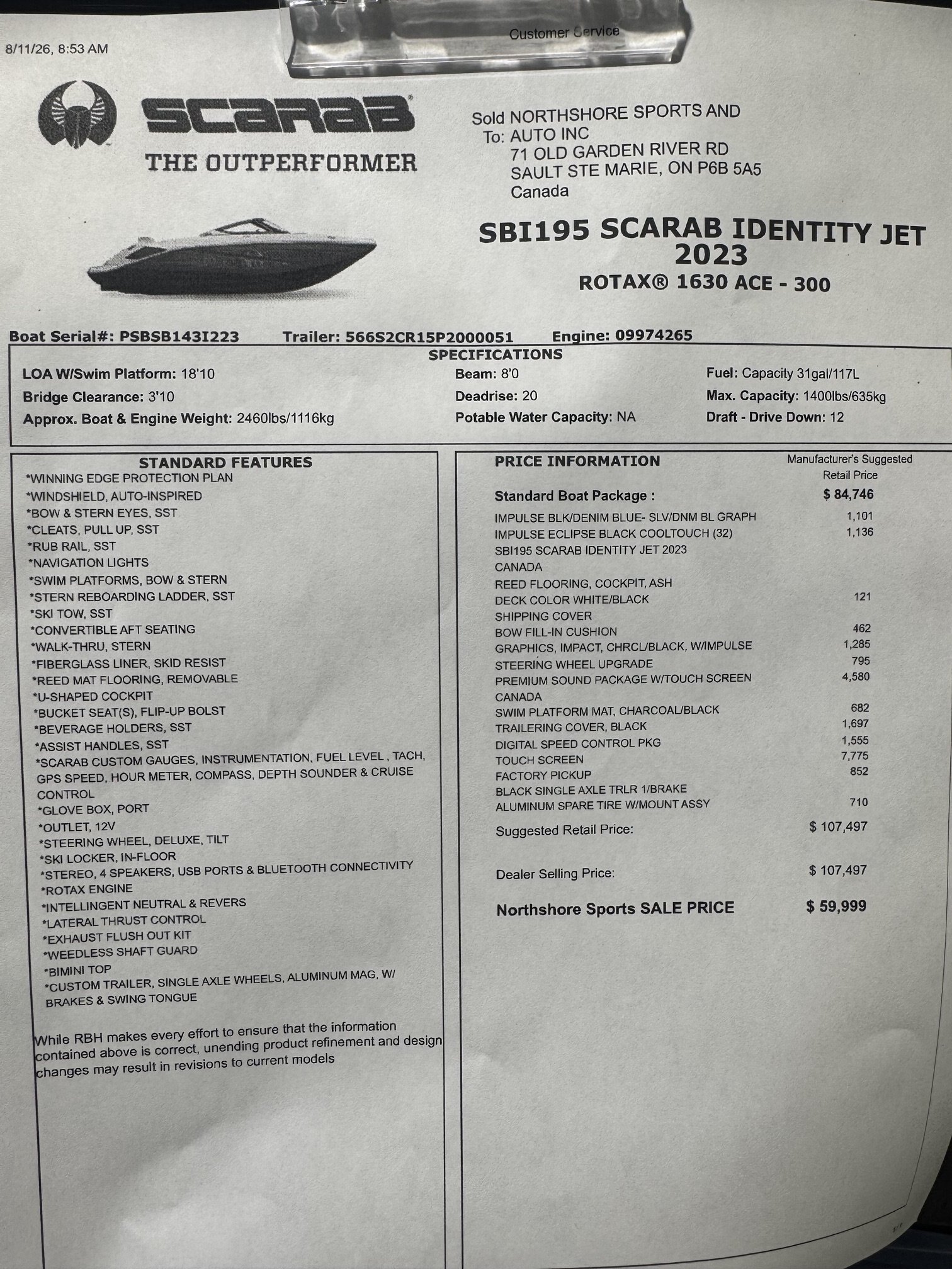 2023 Scarab SBI 195 300HP