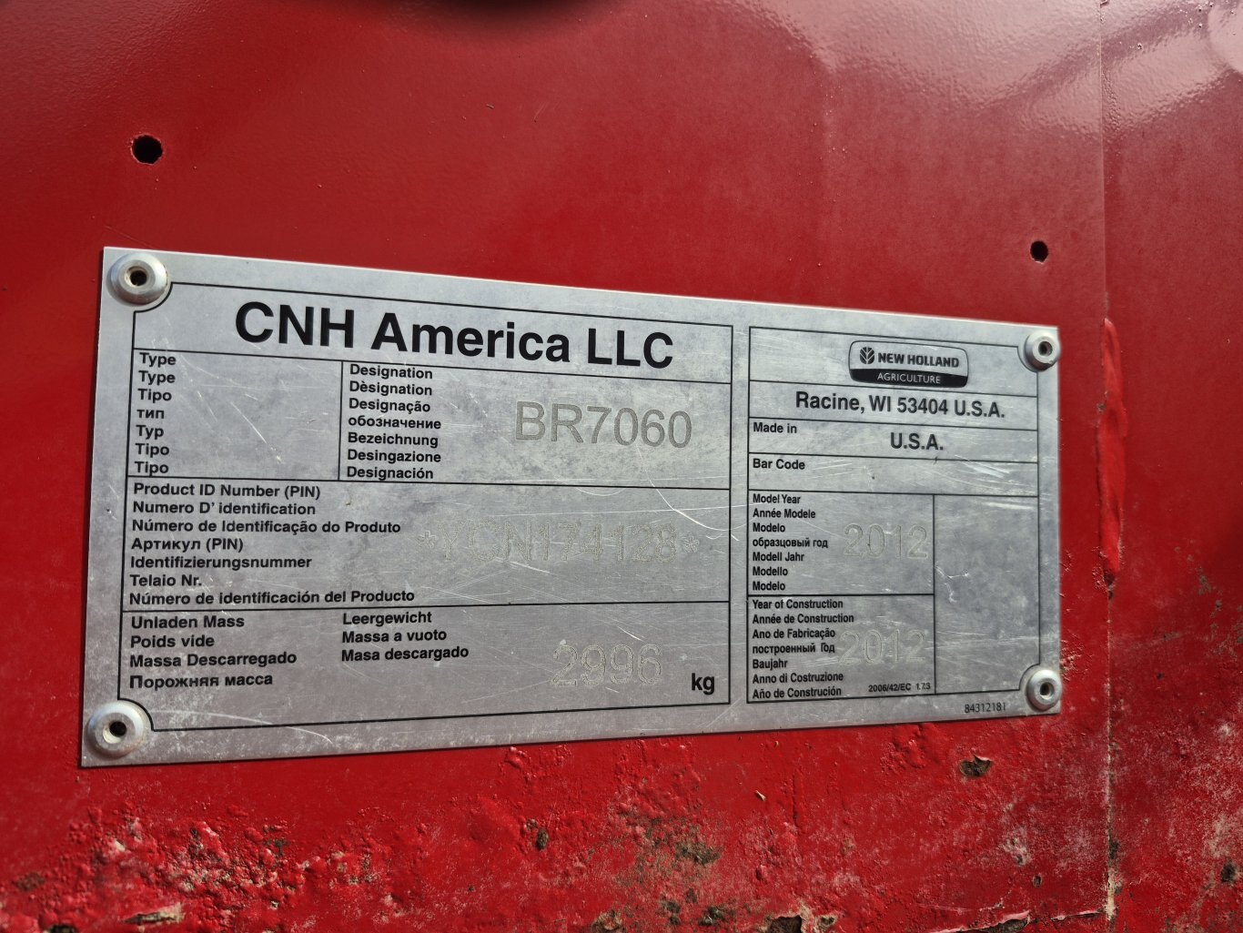 2012 New Holland BR7060 Silage Special