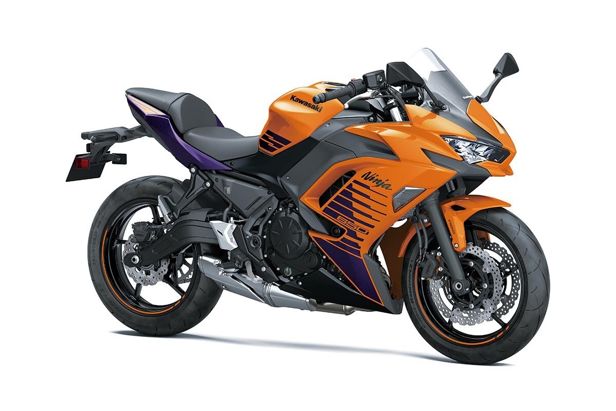 2025 Kawasaki NINJA 650 Candy Steel Furnace Orange / Metallic Spark Black / Metallic Royal Purple