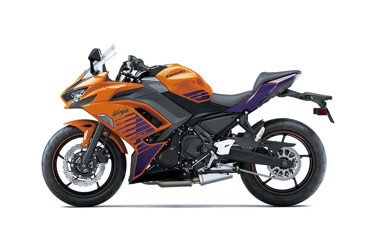 2025 Kawasaki NINJA 650 Candy Steel Furnace Orange / Metallic Spark Black / Metallic Royal Purple