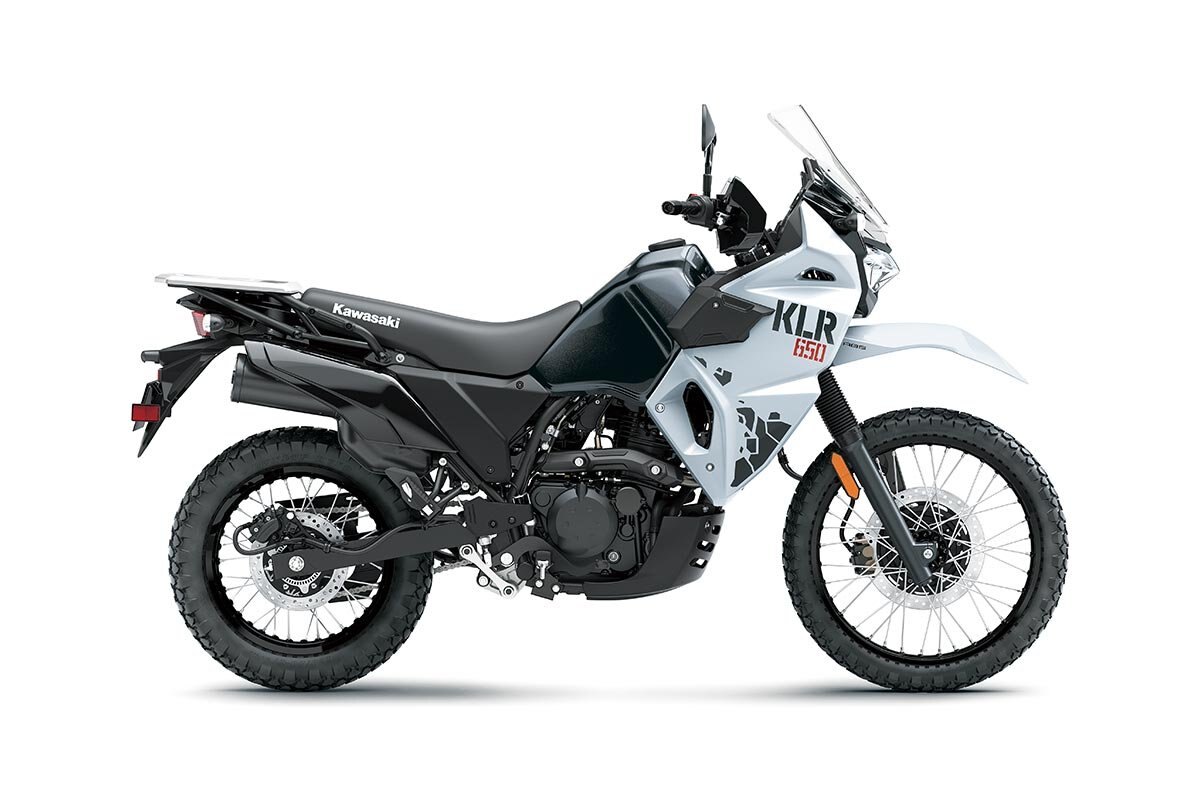 2025 Kawasaki KLR650 Pearl Crystal White / Metallic Carbon Gray