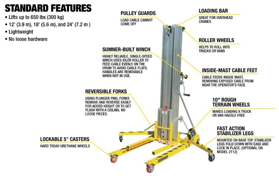 Lift Contractor/MATERIAL LIFT 18' Telescoping 650 lb capacity