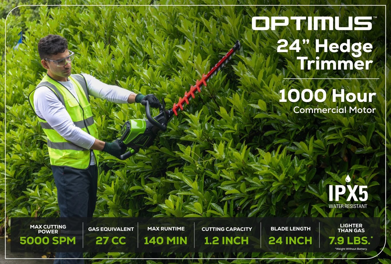 Greenworks Optimus 82V 24 Hedge Trimmer with (1) 2.5Ah Battery and Dual Port Charger | HT241 25DP