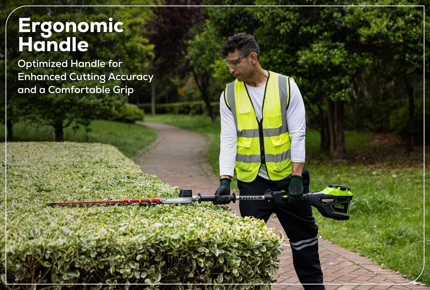 Greenworks Optimus 82V Short Pole Fixed Hedge Trimmer with (1) 2.5 Ah Battery and Dual Port Charger | PH302F 25DP