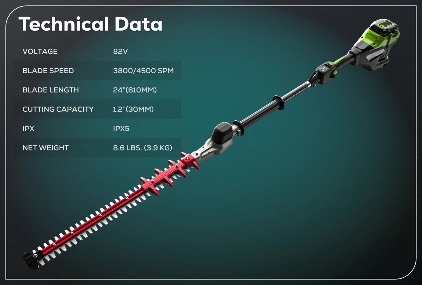 Greenworks Optimus 82V Short Pole Fixed Hedge Trimmer with (1) 2.5 Ah Battery and Dual Port Charger | PH302F 25DP