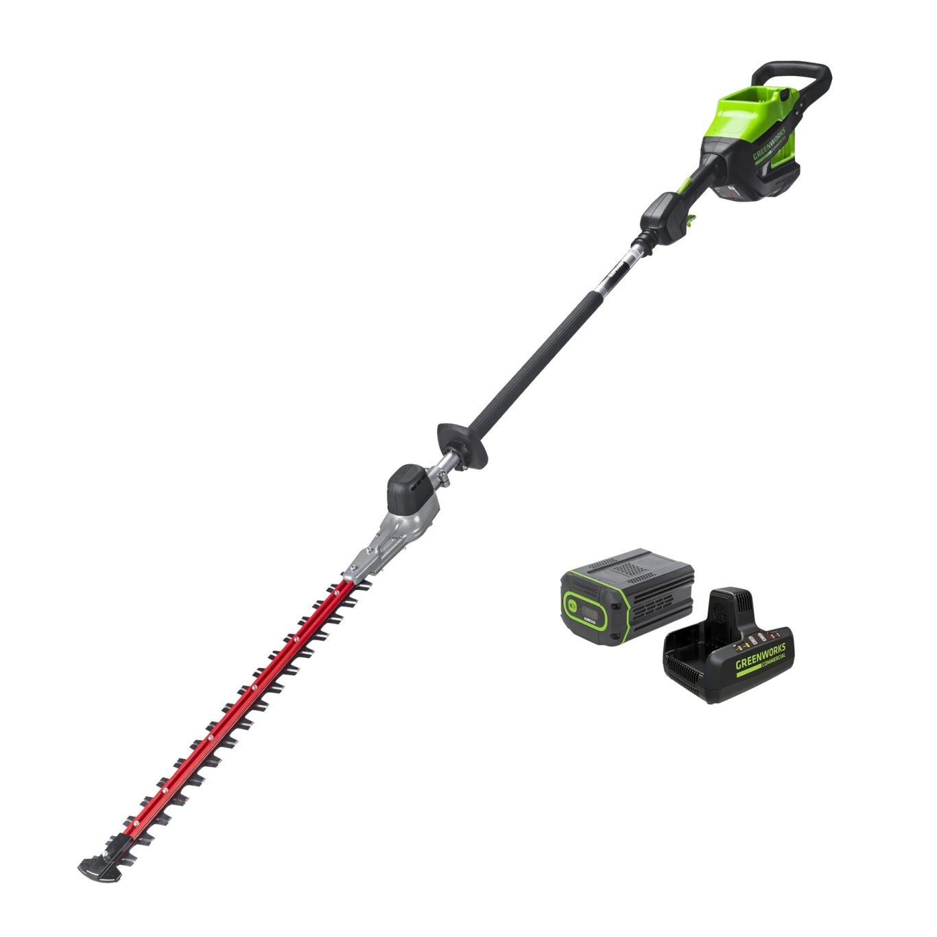 Greenworks GW82V Prosumer Fixed Mid Pole Hedge Trimmer with 2.5Ah Battery & 8A DP Charger | 82PH40F1